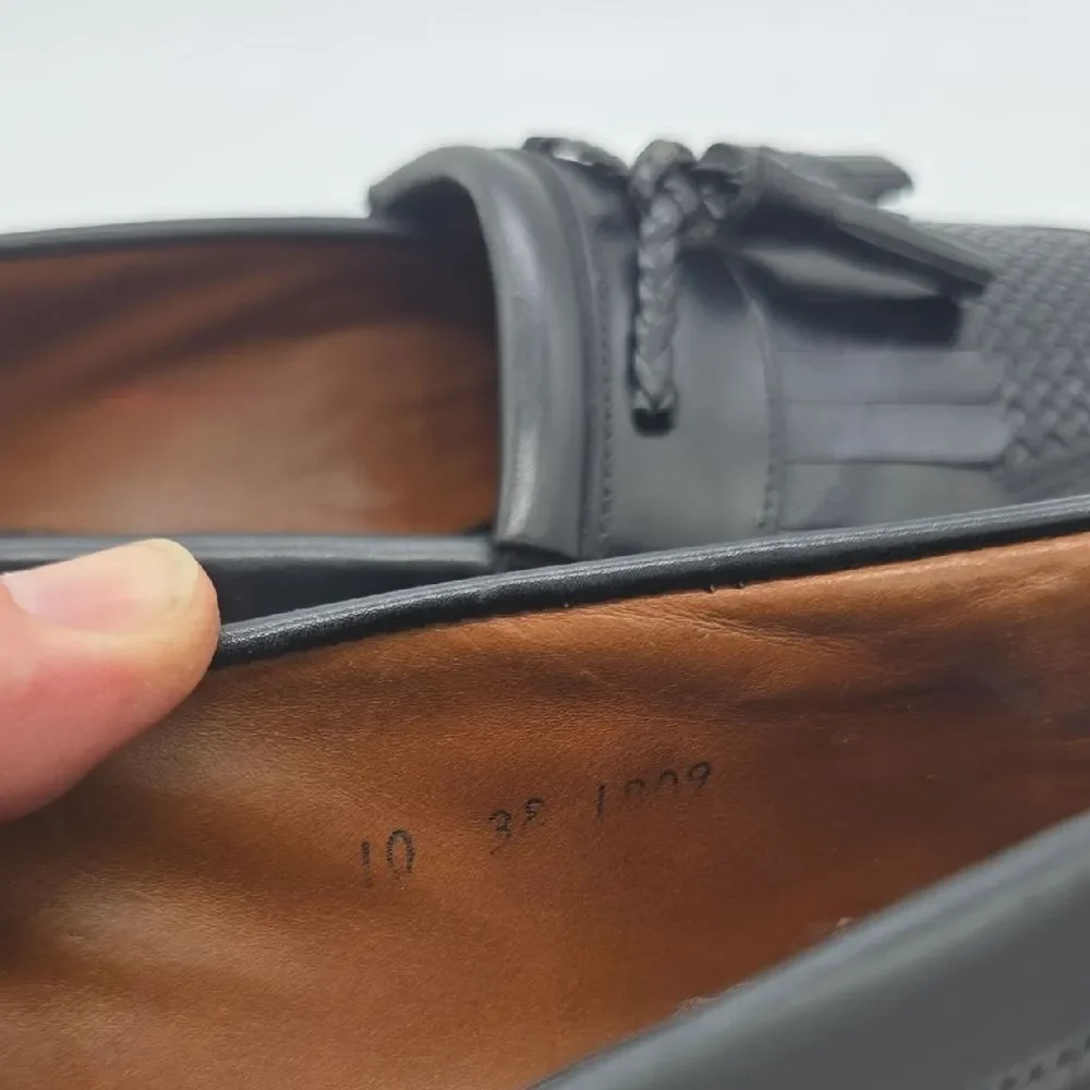 Allen Edmonds Black Woven Tassel Kiltie Loafers